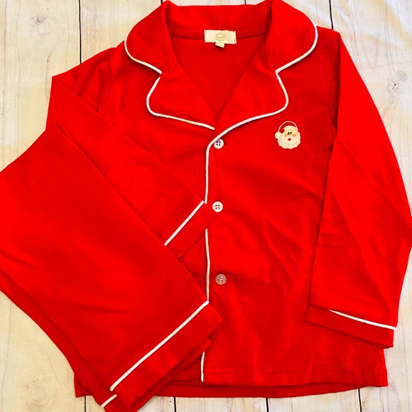 Red Christmas Pajamas with Santa Applique - Picture 2 of 2
